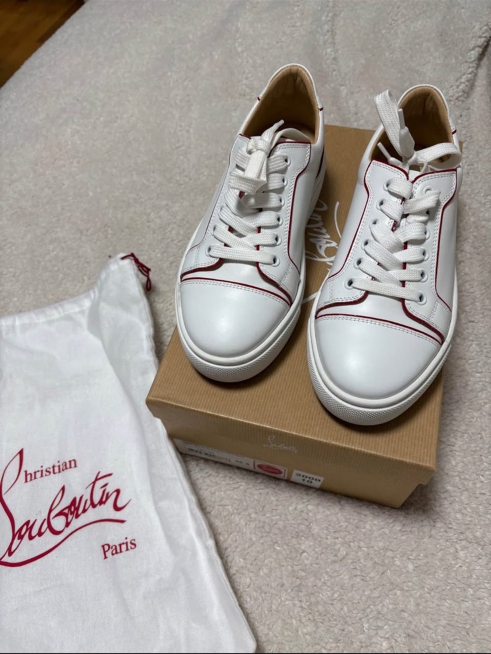 Christian Louboutin Tan Kraft Shoe Box with Red Logo Accents